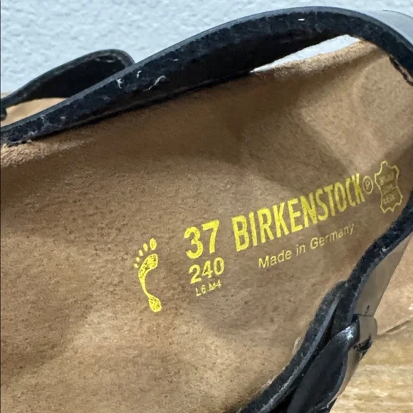 Birkenstock Gizeh Birko Flor Black Patent Sandals Size 37 / 6 - Picture 6 of 7